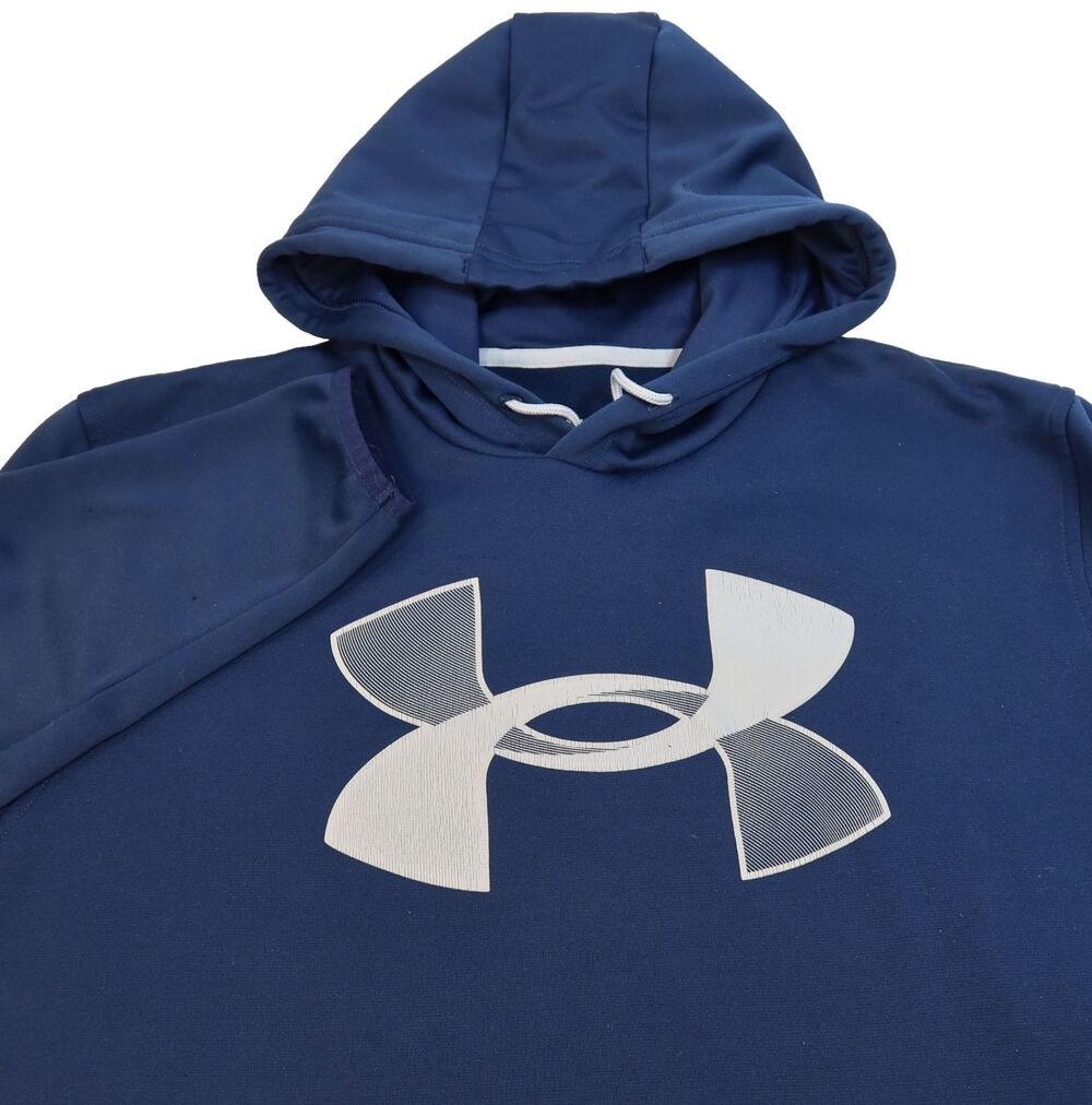 Under Armour Cold Gear Pullover Hoodie Mens Size Medium Navy Blue Loose Fit Logo